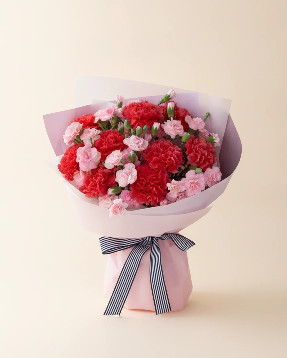 Father's Warmth Carnation Bouquet — Red carnations 9 stems, Pink multi-head carnations 10 stems