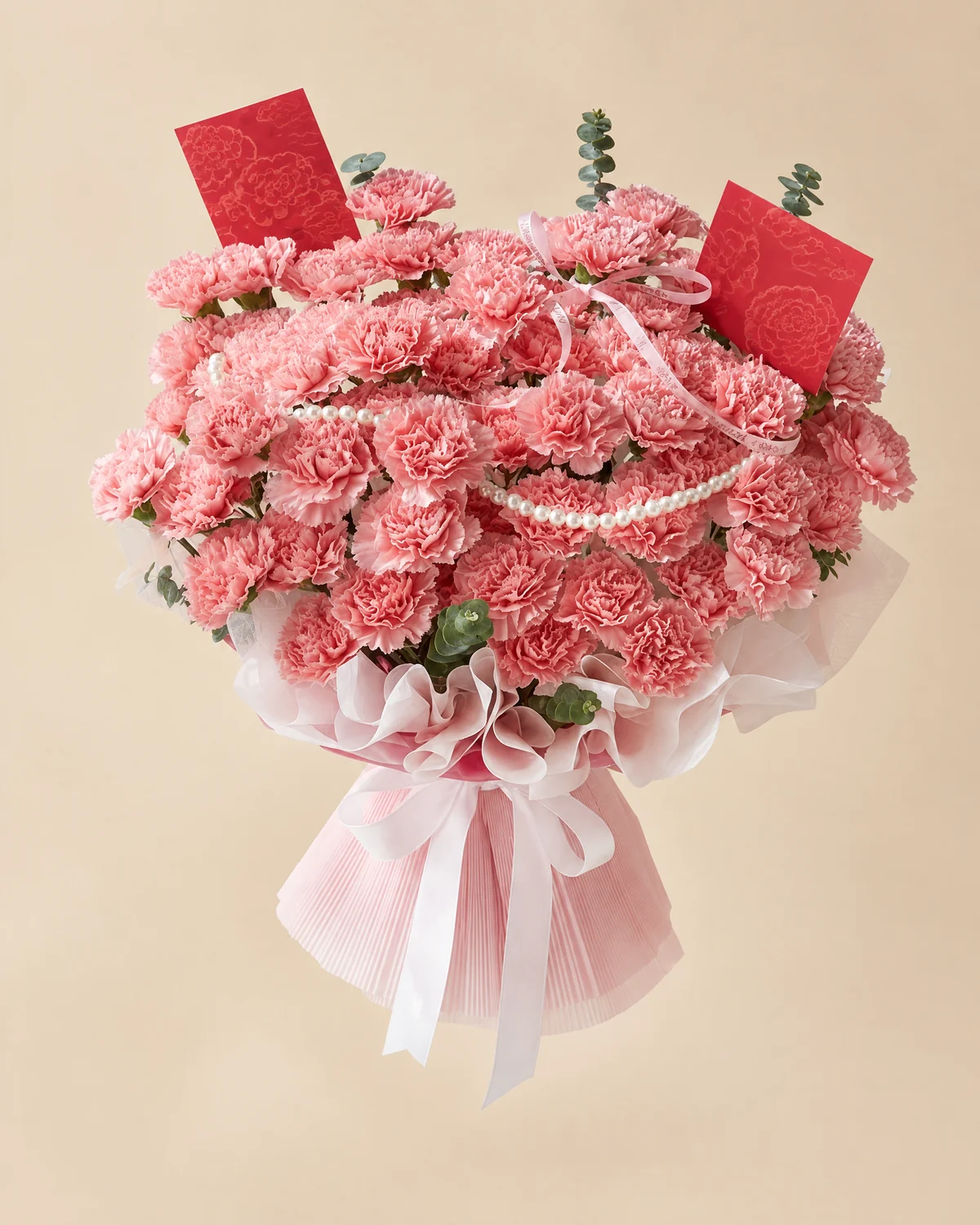 Well-Being Tribute for Dad — 66 pink carnations, 10 eucalyptus stems