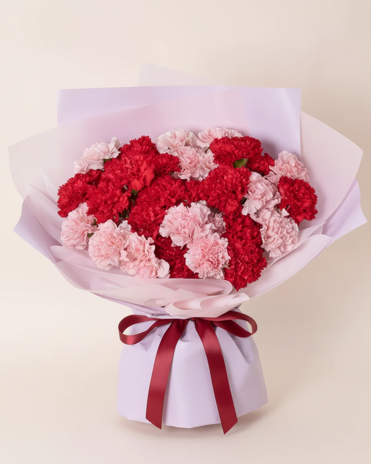 Quiet Years — Father's Carnation Bouquet — Red carnations, 15 stems, Pink carnations, 14 stems