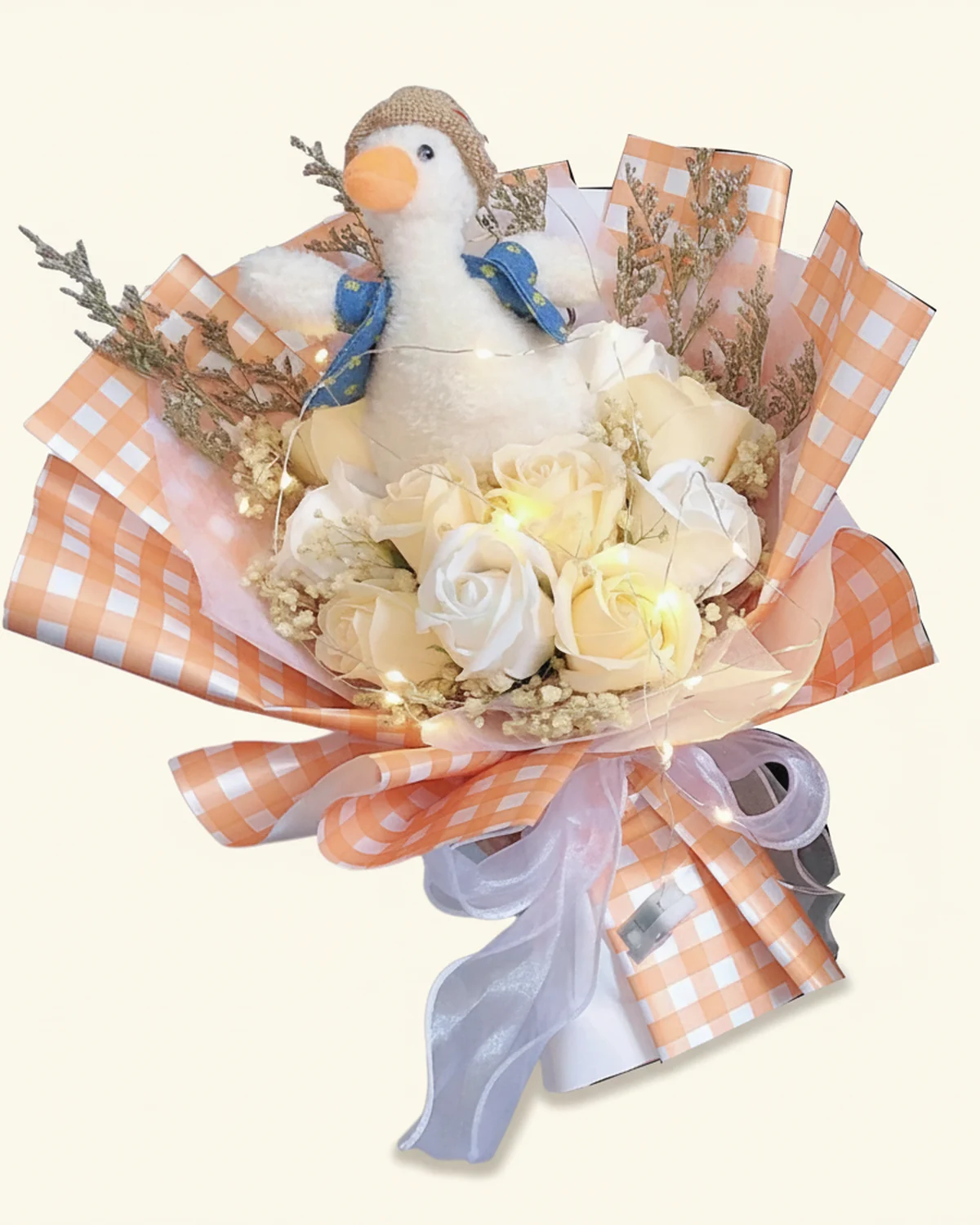 Starlit Path Celebration Bouquet — plush toy, rose, baby's breath