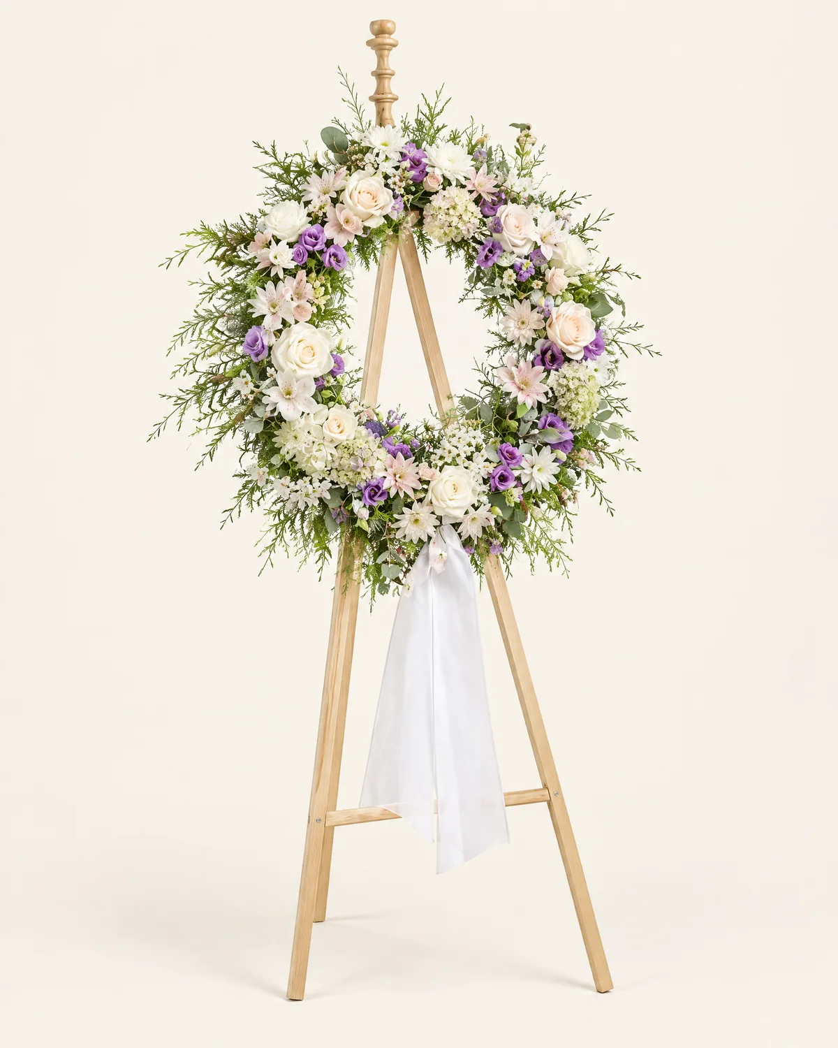 白玫瑰、紫玫瑰悼念花圈・寧靜 — 白玫瑰、紫玫瑰、白菊