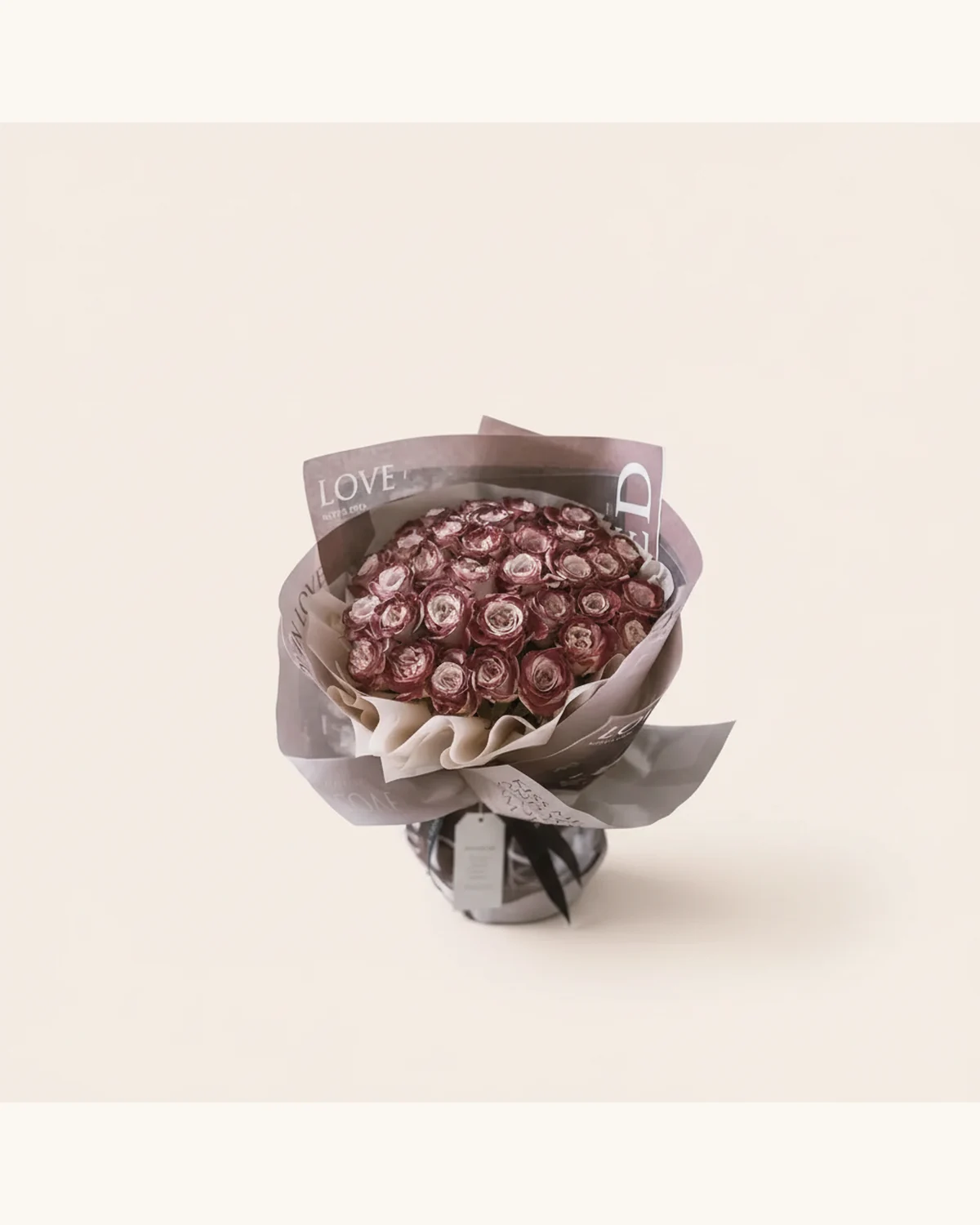 Vintage Coffee Tone Rose Bouquet — Coffee Roses, Vintage Style Wrapping Paper, Ribbon
