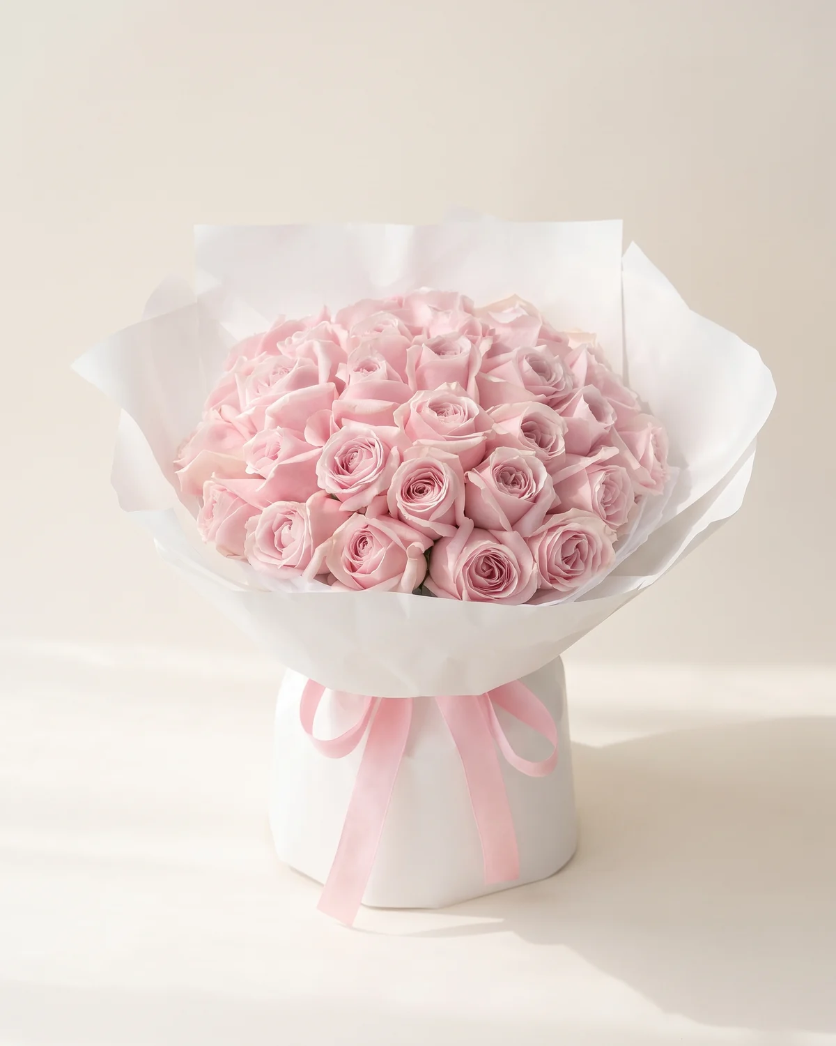 Pink Snowfall — 33 Roses — Pink Snow Mountain roses, 33 stems