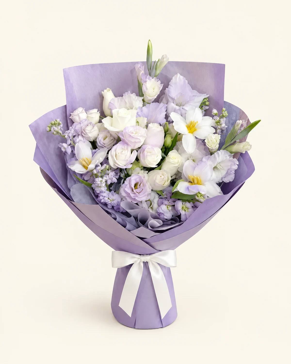Riverside White Dream — White roses, White tulips, Stock flowers