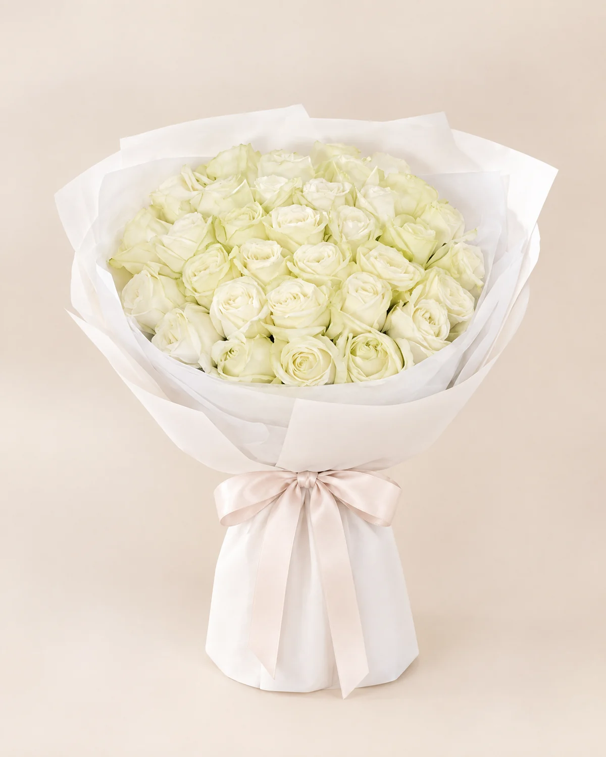 Pure Harmony 33 Roses — White Snow Mountain roses (33 stems)