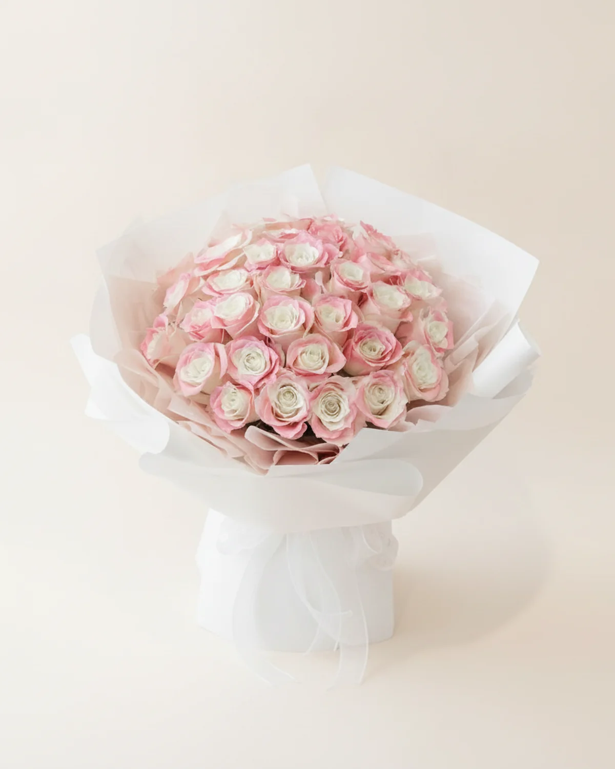 Flamingo Pink Romance — 33 Stems — Flamingo-pink roses, 33 stems (produced by spray-colouring Pride white roses)