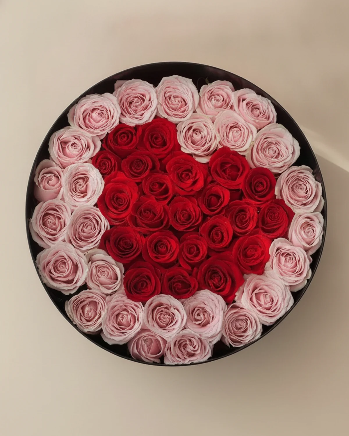 Duet of Deep Affection — Red roses — 22 stems, Pink roses — 26 stems