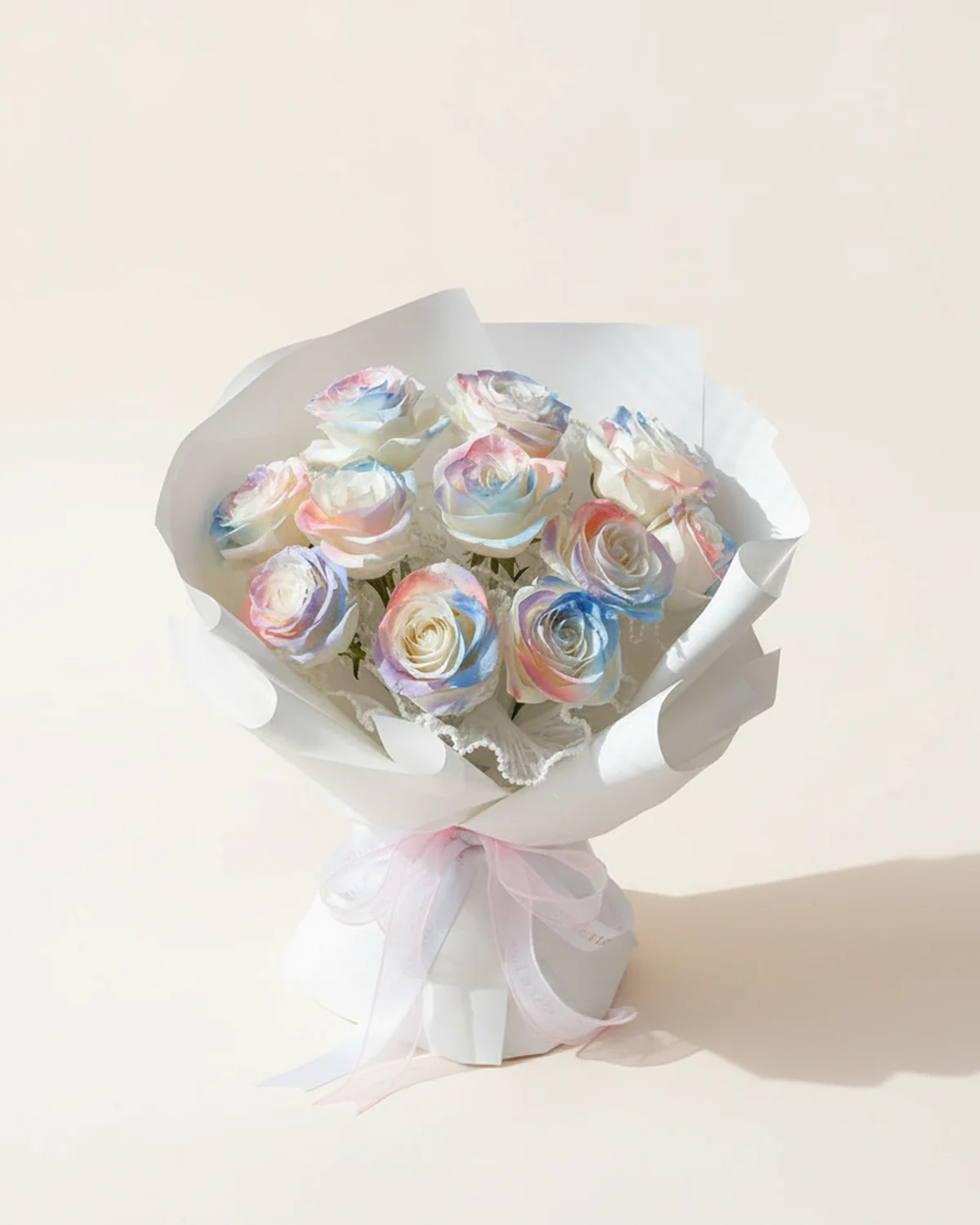 Aurora Radiance — 11 Roses — 11 Aurora roses (Pride white roses color-sprayed)