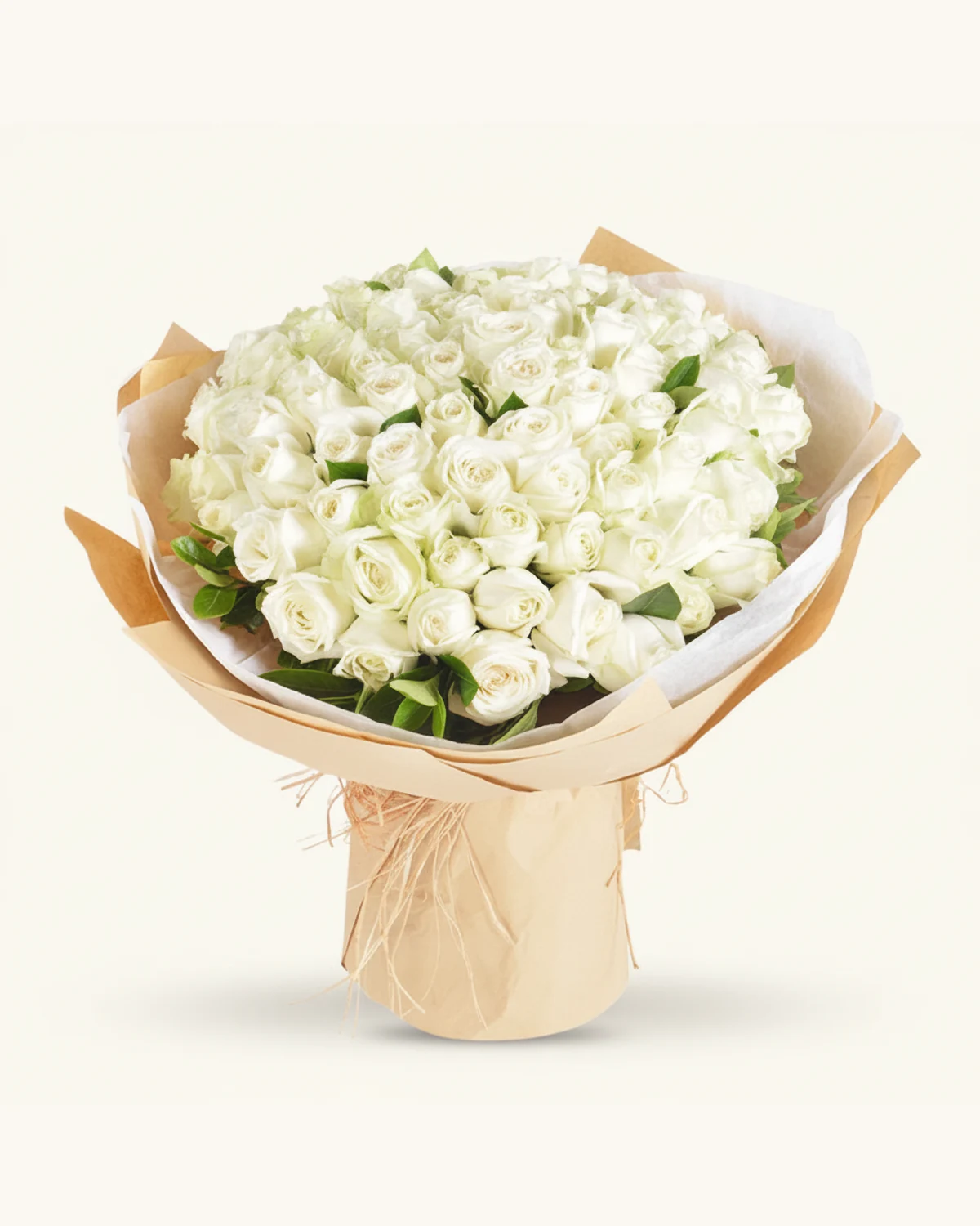 白玫瑰花束 — 白玫瑰、綠葉